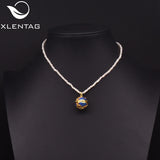 Xlentag Natural Pearl Cloisonne Style Necklace Female Gift Necklace Chain