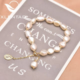 Xlentag Natural Pearl Copper 18k Gold Multi-Layer Pendant Bracelet