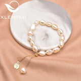 Xlentag Natural Pearl Copper 18k Gold Multi-Layer Pendant Bracelet