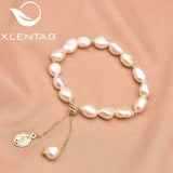 Xlentag Natural Pearl Copper 18k Gold Multi-Layer Pendant Bracelet