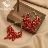 Natural Sea Bamboo Multilayer Brass Plated Earrings GE1057
