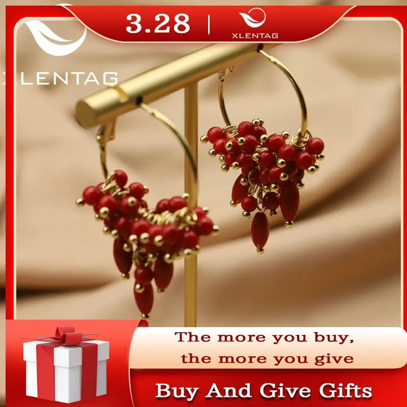Natural Sea Bamboo Multilayer Brass Plated Earrings GE1057