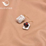Baroque Pearl Gem Flower Earrings 925 Sterling Silver Wedding Gift