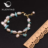 Freshwater Pearl Turquoise Charm Bracelet For Women GB0920