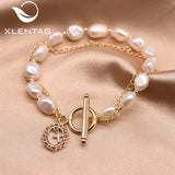 Xlentag Natural Fresh Water Pearl Double Layer Bracelet Women Jewelry