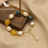 Xlentag Freshwater Pearl Jade Kyanite Bracelet Women GB0202