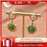 Xlentag Pearl Green Jade Sun Flower Earrings Fine Jewelry