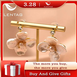 Xlentag Pearl Flower Drop Earrings Wedding Gift Fine Jewelry