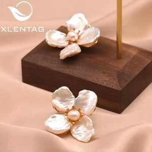 Xlentag Pearl Flower Drop Earrings Wedding Gift Fine Jewelry