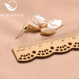 Xlentag Pearl Flower Drop Earrings Wedding Gift Fine Jewelry
