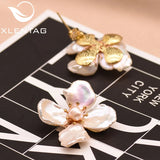 Xlentag Pearl Flower Drop Earrings Wedding Gift Fine Jewelry