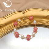 Xlentag Watermelon Red Stone Pearl Pendant Bracelet