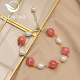 Xlentag Watermelon Red Stone Pearl Pendant Bracelet