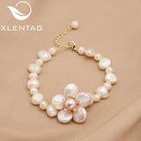 Tahitian Baroque Pearls Bracelet Flowers Pendant Adjustable