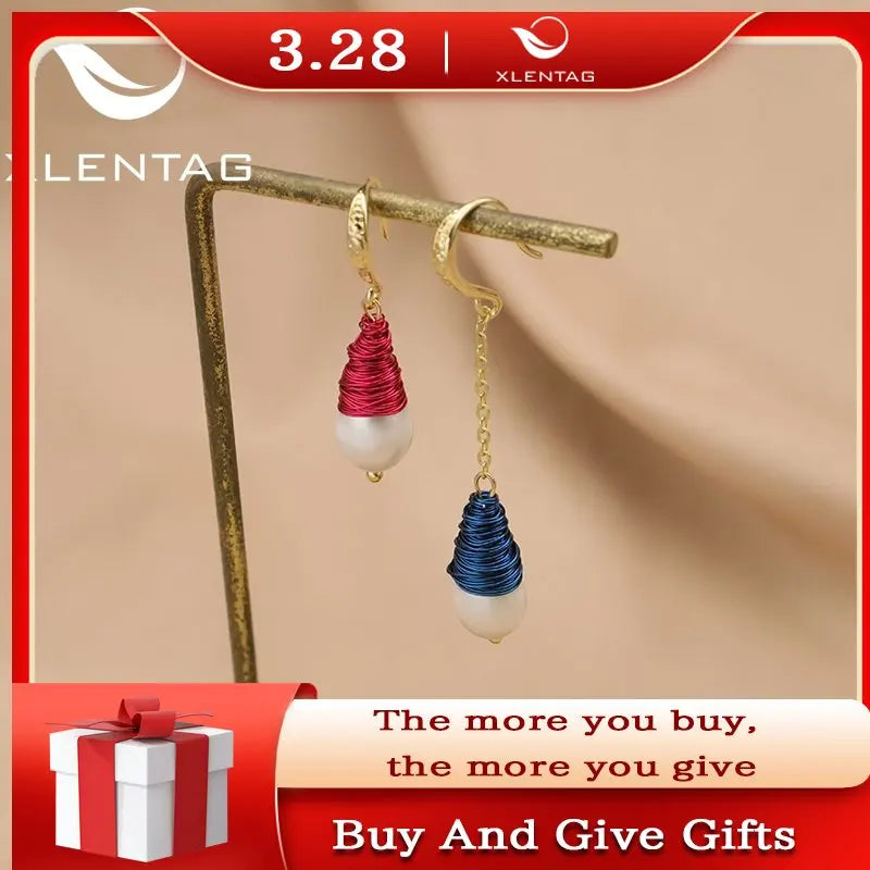 Xlentag Asymmetrical Christmas Drop Earrings GE1142