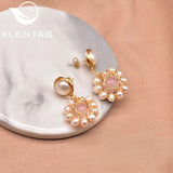 Sunflower Pearl Earrings Freshwater Pearl Fine Jewelry GE0911A