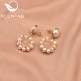 Sunflower Pearl Earrings Freshwater Pearl Fine Jewelry GE0911A