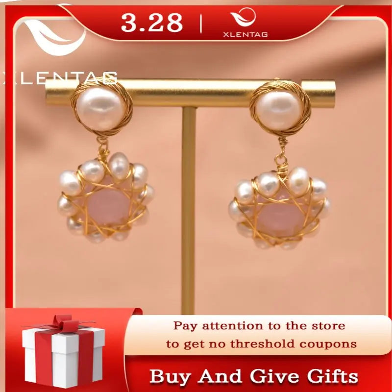 Sunflower Pearl Earrings Freshwater Pearl Fine Jewelry GE0911A