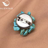 Natural Turquoise Flower Brooch Wedding Party Gift Pin