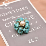 Natural Turquoise Flower Brooch Wedding Party Gift Pin