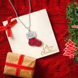 Xmas Necklace Christmas Sock Crystal Pendant Brass Chain Necklace