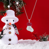 Xmas Necklace Christmas Sock Crystal Pendant Brass Chain Necklace