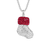 Xmas Necklace Christmas Sock Crystal Pendant Brass Chain Necklace
