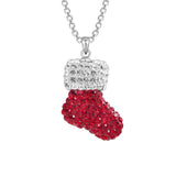 Xmas Necklace Christmas Sock Crystal Pendant Brass Chain Necklace