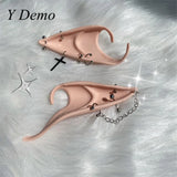 Gothic Rivets Cross Chains Women's Elf Ears Silicon Party Accessory