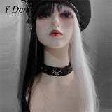 Punk Gothic Heart Thorns Rivets Ruffles Choker Necklace