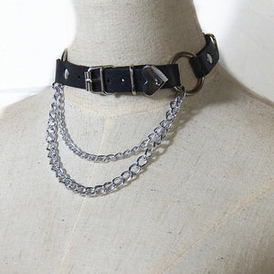 Punk Heart Buckle Women Necklace Rock Leather Rope Chains