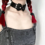 Punk Metal Choker Necklace Stainless Steel Buckle Adjustable