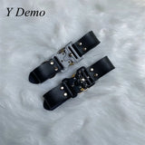 Punk Metal Choker Necklace Stainless Steel Buckle Adjustable