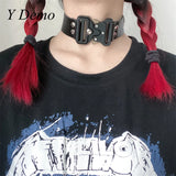 Punk Metal Choker Necklace Stainless Steel Buckle Adjustable