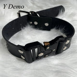Punk Metal Choker Necklace Stainless Steel Buckle Adjustable