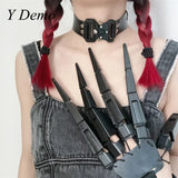 Punk Metal Choker Necklace Stainless Steel Buckle Adjustable