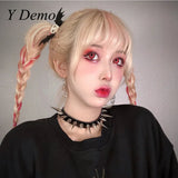 Punk Rivets Women's Choker Adjustable Rock Cow Leather Buckle Necklace