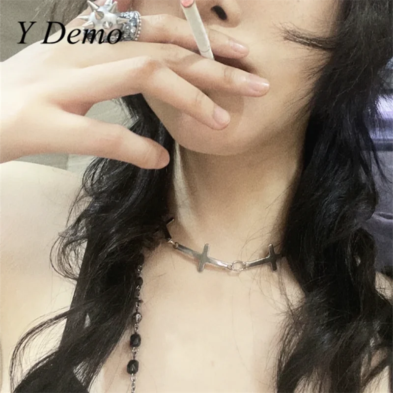 Punk Rock Cross Chains Choker Streetwear Necklace