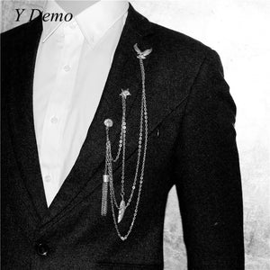 Retro Stars Chain Brooch Punk Band Singer Show Accessories