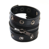 Steampunk Leather Bracelet Punk Rivets Zipper Rock Hand Accessory