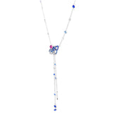 Y-Necklace Pink Fan 925 Sterling Silver Women Gift N124