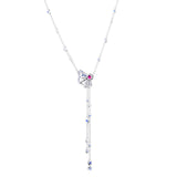 Y-Necklace Pink Fan 925 Sterling Silver Women Gift N124