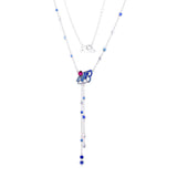 Y-Necklace Pink Fan 925 Sterling Silver Women Gift N124