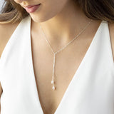 Y Necklace Freshwater Pearl Jewelry Choker s925 Silver Filled Pendants