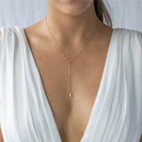 Y Necklace Natural Pearl Necklace 14K Filled Choker Pearl Pendants Collier Femme