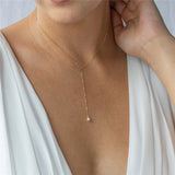 Y Necklace Natural Pearl Necklace 14K Filled Choker Pearl Pendants Collier Femme