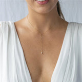 Y Necklace Natural Pearl Necklace 14K Filled Choker Pearl Pendants Collier Femme