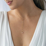 Y Necklace Natural Pearl Necklace 14K Filled Choker Pearl Pendants Collier Femme