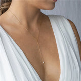 Y Necklace Natural Pearl Necklace 14K Filled Choker Pearl Pendants Collier Femme