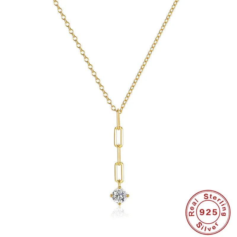 Y Shape Necklace 925 Sterling Silver Clavicle Necklace Gift